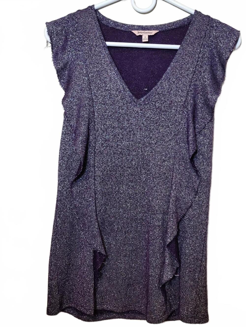 Juicy Couture Medium Purple Sleeveless Knit Top with Ruffle Details